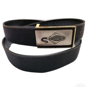 Black and Ivory Stingray Belt w/ Rectangle Stingray Sliding Buckle Size 37''-41”